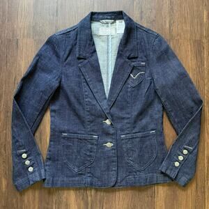 Levi’s Denim Blazer Y2K Vintage Jean Jacket Silver Detail Women’s Small Bling